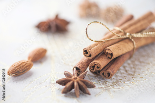 Different spices and nuts for Christmas