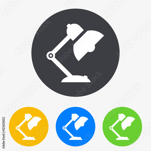 Icono plano lampara tipo flexo en circulo varios colores