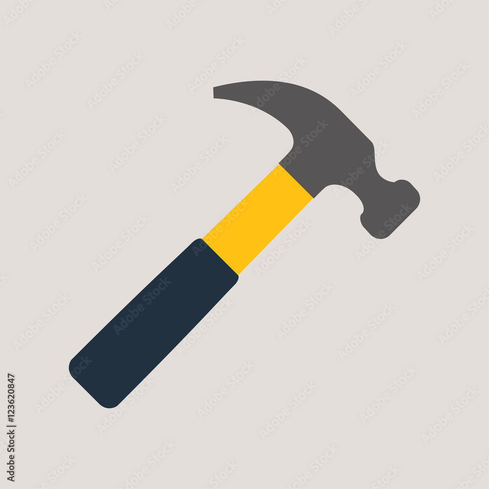 Icono plano martillo color en fondo gris Icono plano martillo color en fondo gris