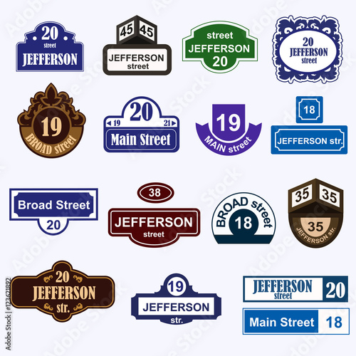 House numbers boards sign isolated