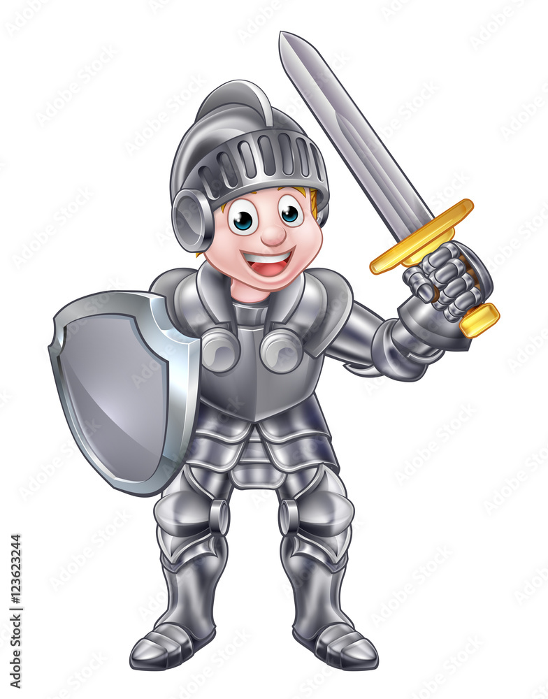 Naklejka premium Cartoon Knight Boy