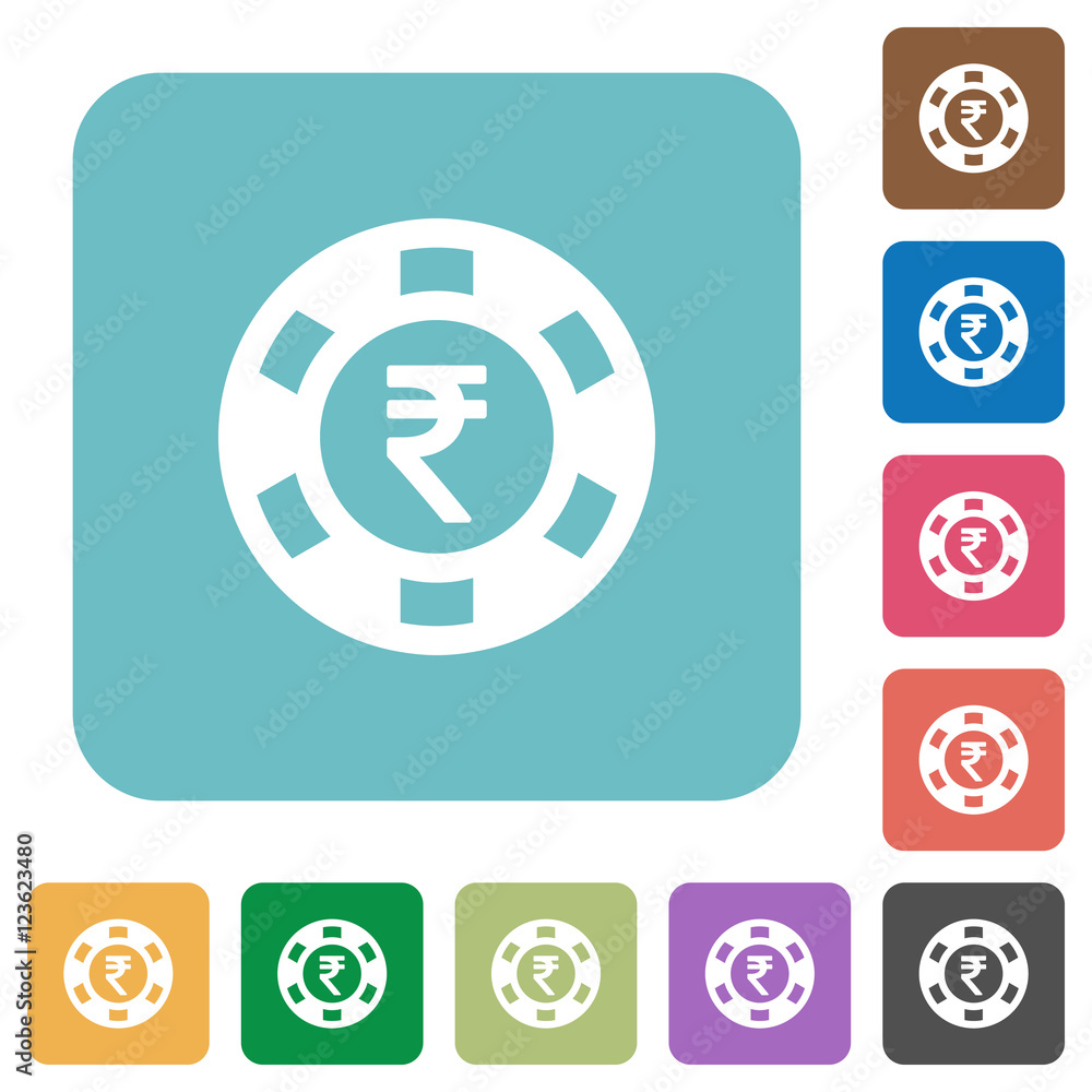 Flat indian Rupee casino chip icons Flat indian Rupee casino chip icons