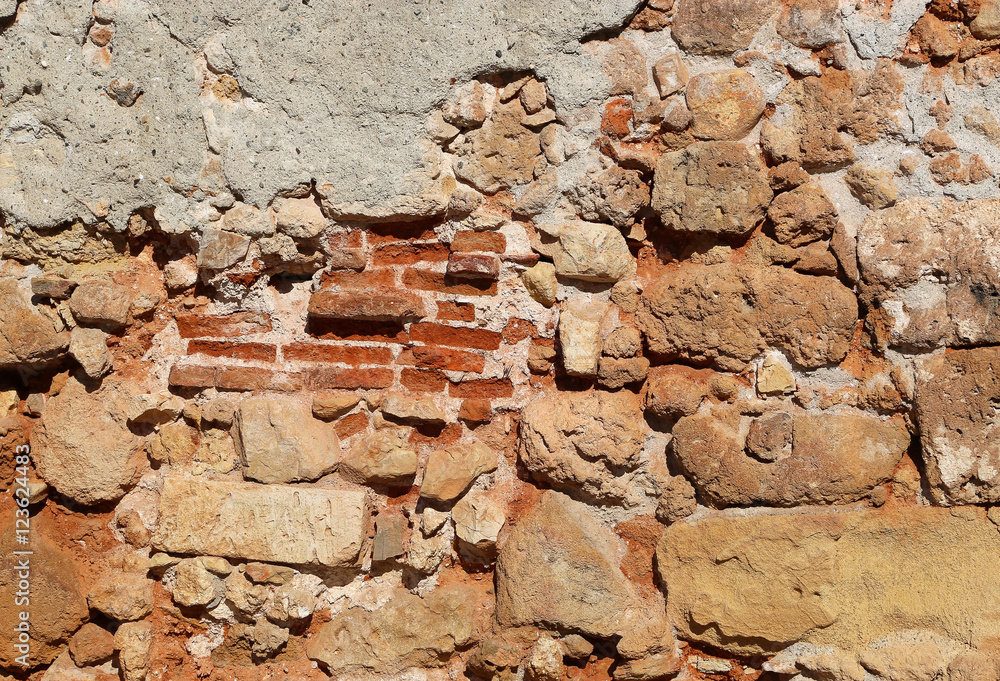 Fototapeta premium Old stone and brick wall