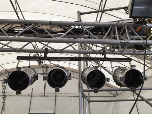 Par Lighting hanging on truss for event photo