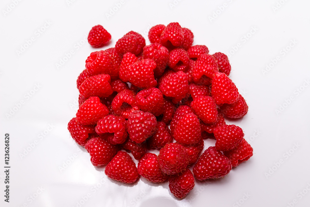 Raspberry berries on a white background Raspberry berries on a white background
