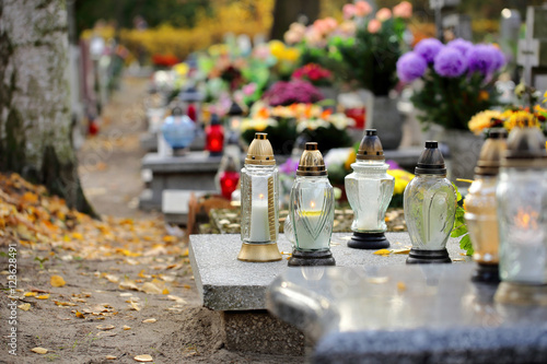 Polish traditional cemetery on the feast of all saints day
