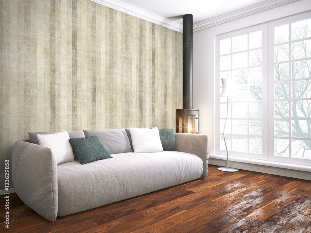 Fototapeta premium Modern bright interior . 3D rendering