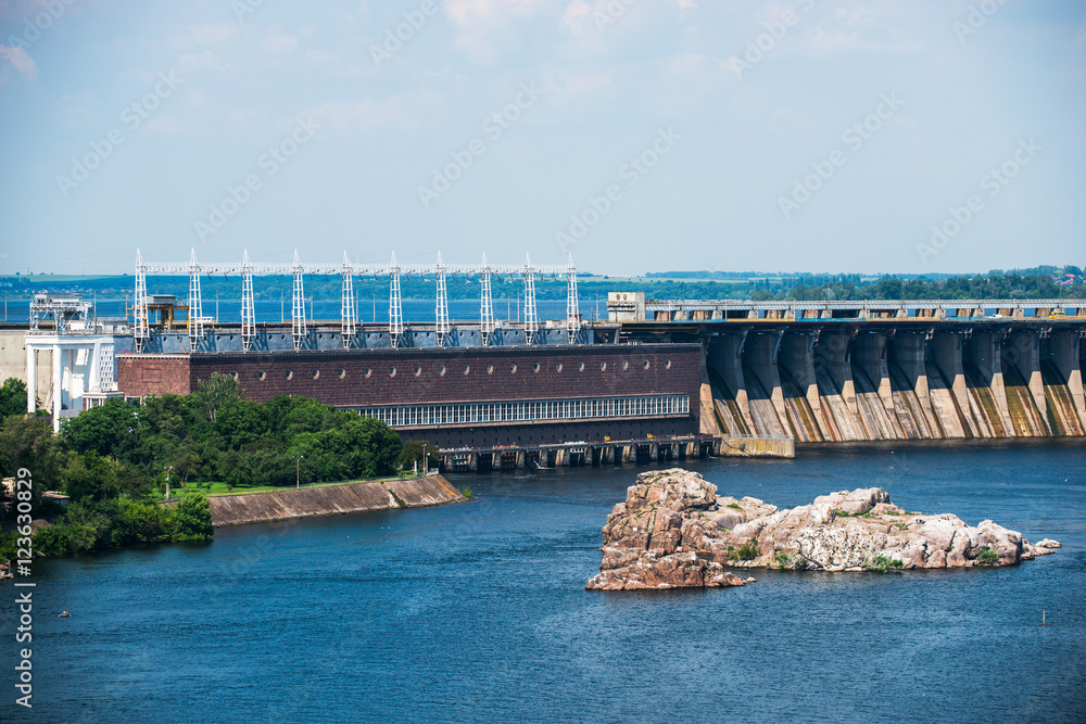 Zaporozhye hydroelectric power station on the Dnieper River in U