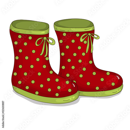 Rubber boots in pea. vector illustration.