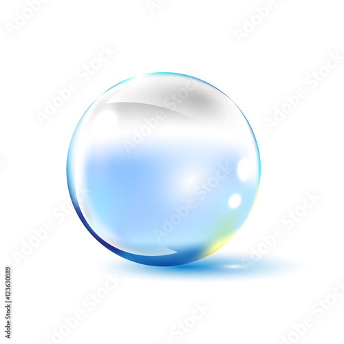 Shiny colored glass bowl, bubble, vector illustration