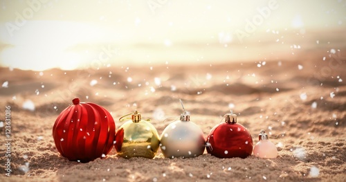 Fototapeta Naklejka Na Ścianę i Meble -  Composite image of snow falling