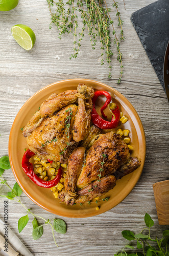 Roasted French baby Chicken - Coquelet photo