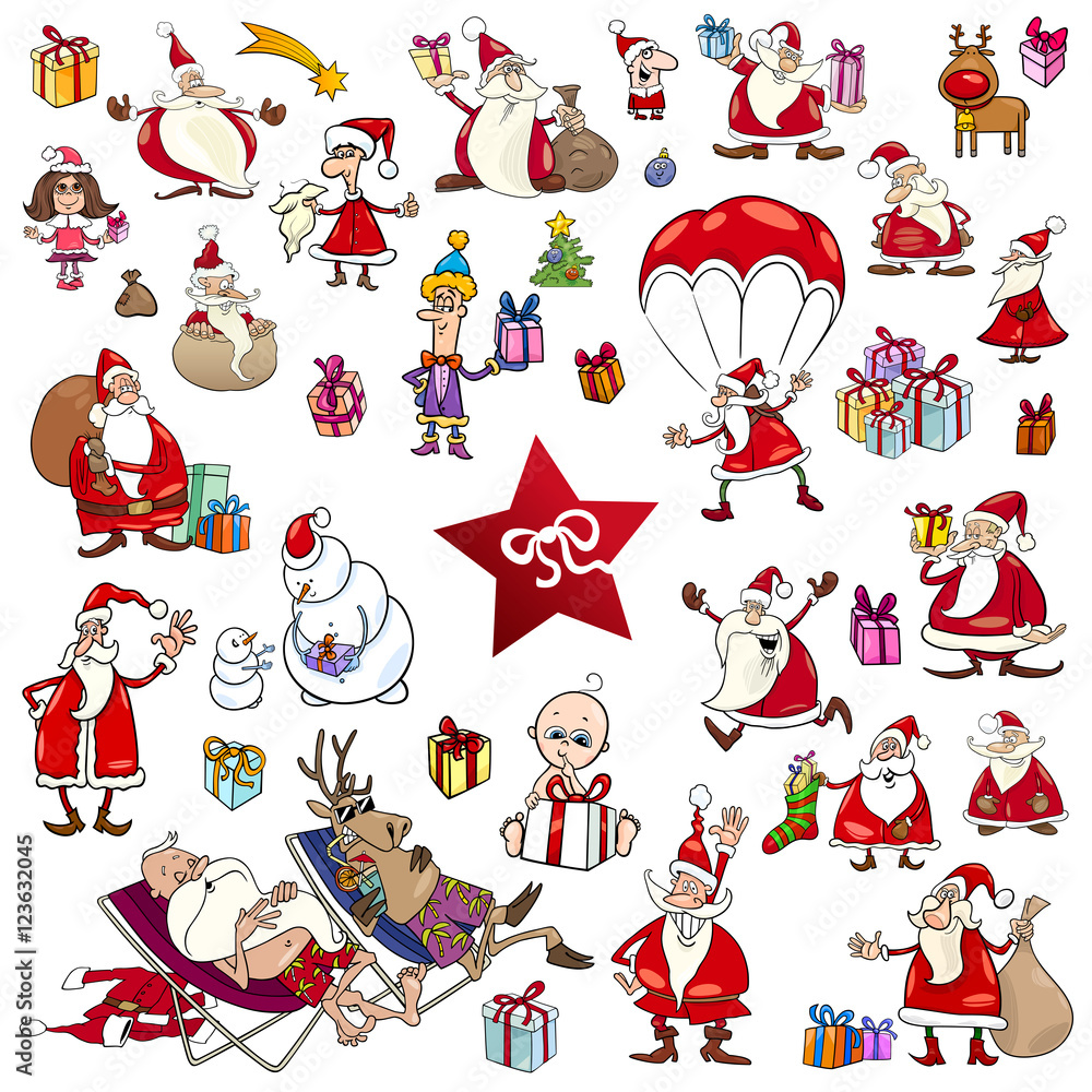 Fototapeta premium christmas cartoons set