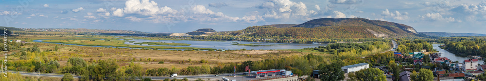Panoramic views of the river valley from the hill
