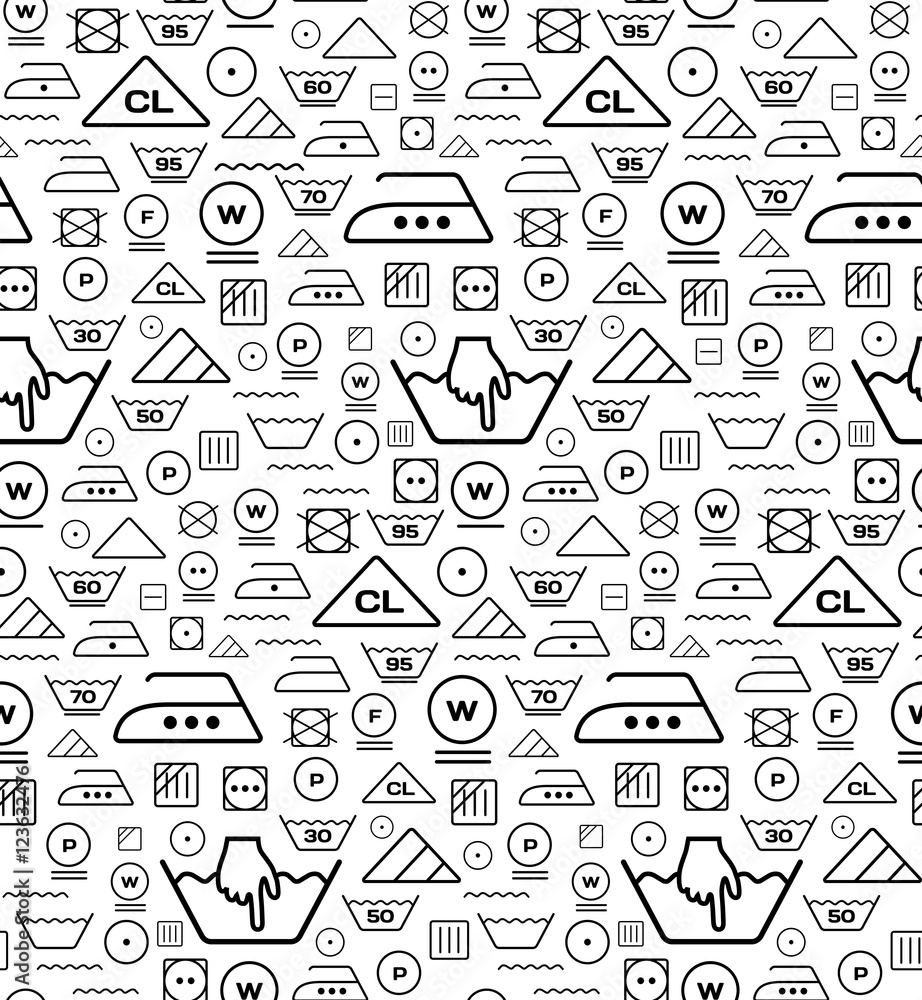 Pattern created from laundry washing symbols on a white background Pattern created from laundry washing symbols on a white background