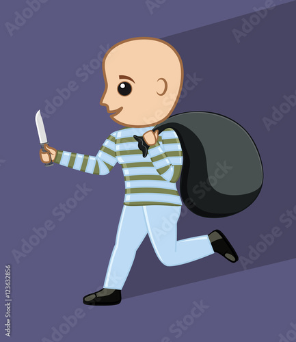 Cartoon Robber Running After Robbery photo