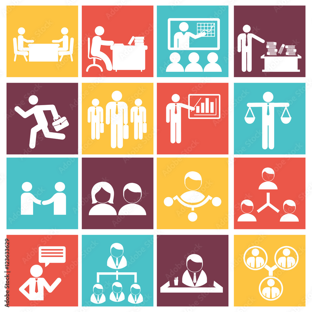 Human resources and management icons set. Human resources and management icons set.