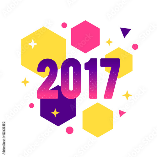 New Year 2017 flat style design concept for banner