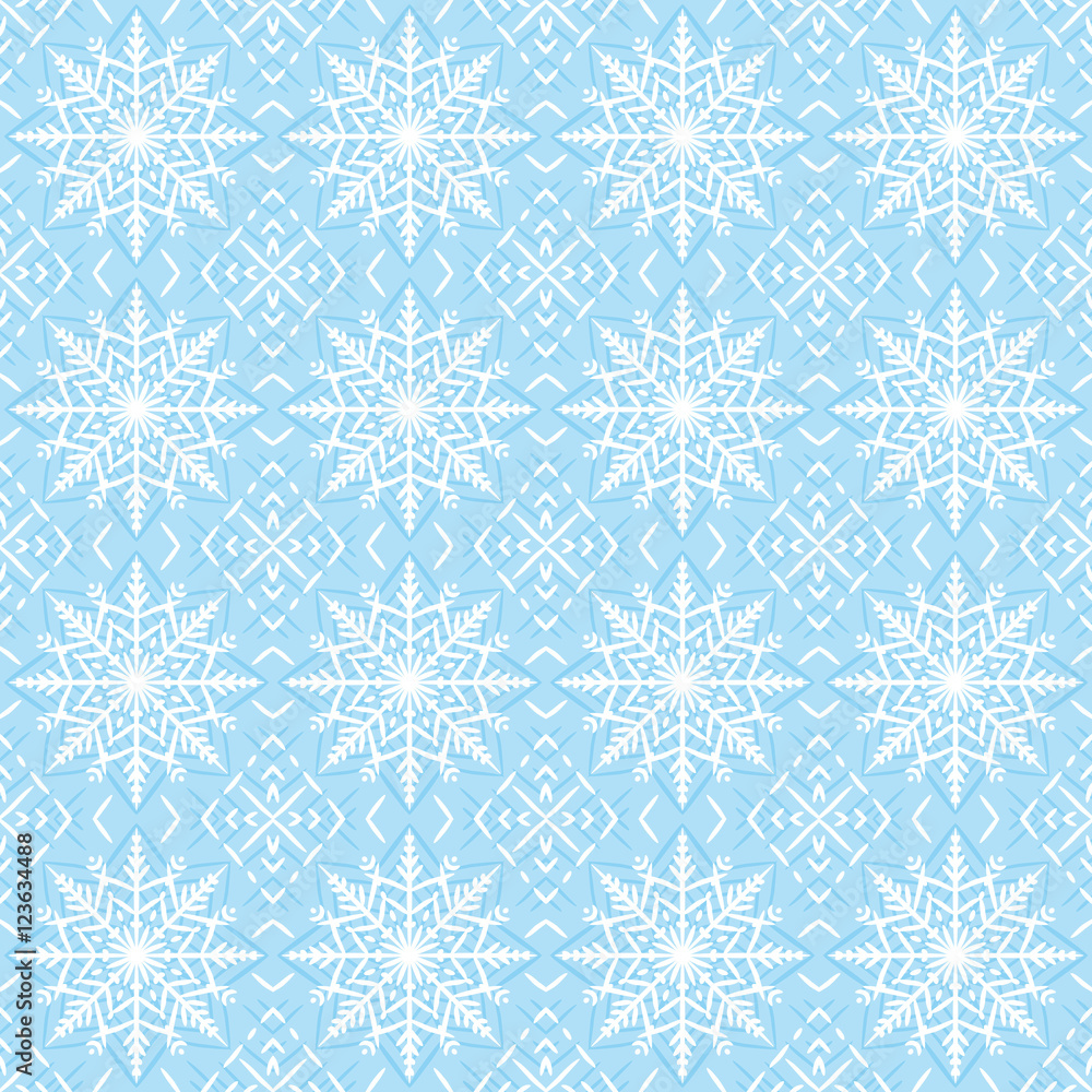 Blue christmas background with seamless pattern. Ideal for print