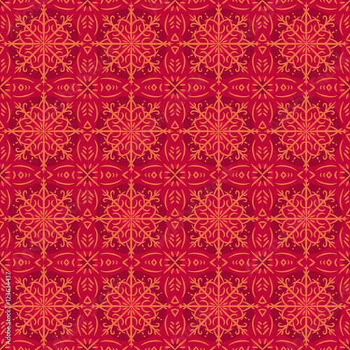 Red christmas background with seamless pattern. Ideal for printi