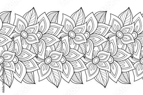 Wallpaper Mural Vector Seamless Monochrome Floral Pattern Torontodigital.ca