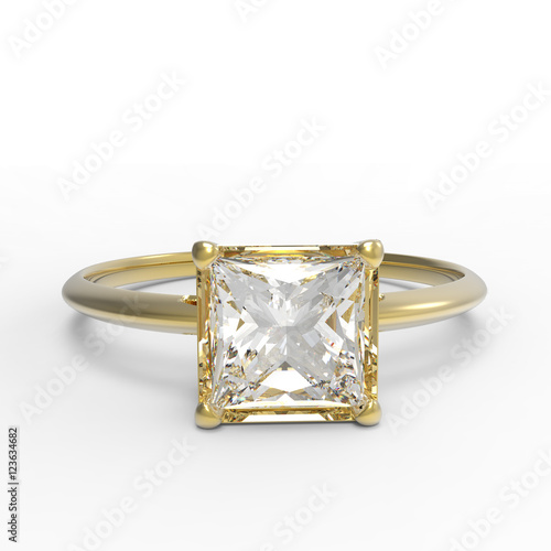 Wedding ring wiith diamond. 3D illustration