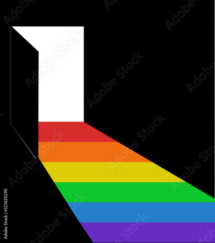 Porta aperta, luce, arcobaleno, coming out day, stanza scura