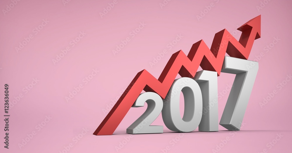 Composite image of digitally generated image of number with arro Composite image of digitally generated image of number with arro