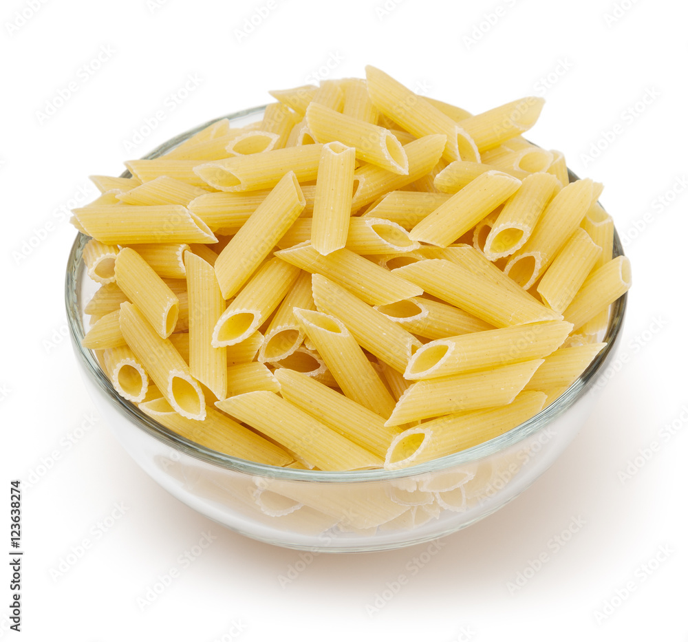 Penne pasta isolated on white background with clipping path Penne pasta isolated on white background with clipping path