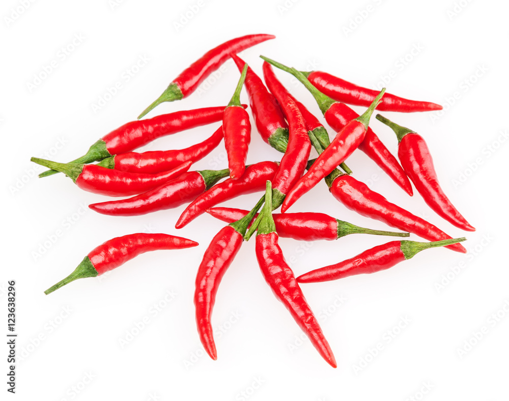 Red chili peppers isolated on white background Red chili peppers isolated on white background