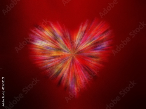 красивое цветное сердце на красном фоне      © Valentina A