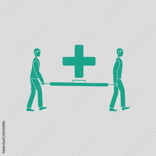 Soccer medical staff carrying stretcher icon