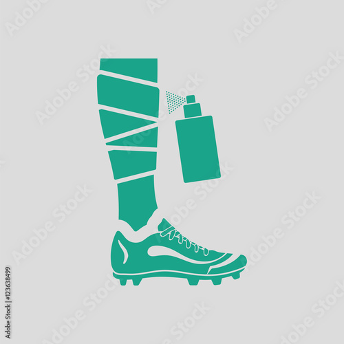 Soccer bandaged leg with aerosol anesthetic icon