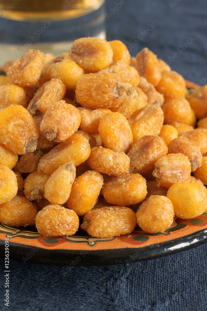 Corn nuts or cornicks a roasted and seasoned maize snack Corn nuts or cornicks a roasted and seasoned maize snack