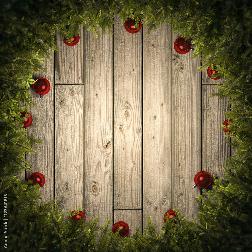 Weihnachtskranz auf Holzdielen Weihnachtskranz auf Holzdielen