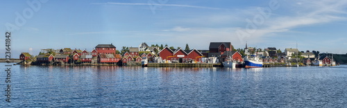 Reine is a fishing village and the administrative center of the municipality of Moskenes in Nordland country  Norway. - panorama