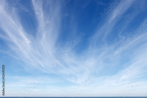 beautiful blue sky with white Cirrus clouds photo