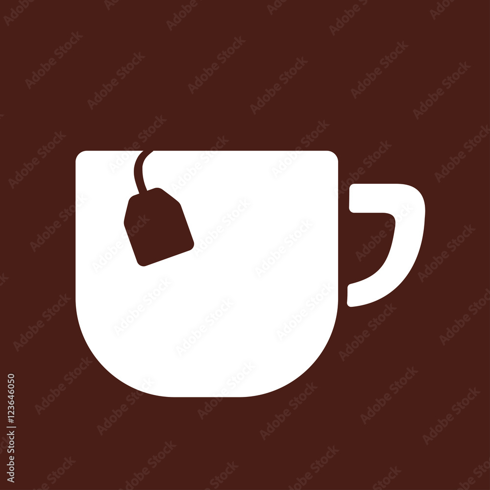 cup of coffee tea hot drink white vector icon on brown backgroun cup of coffee tea hot drink white vector icon on brown backgroun