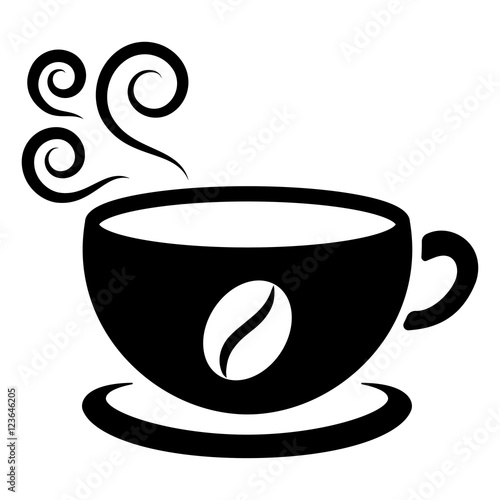 cup of coffee tea hot drink black vector icon on white backgroun