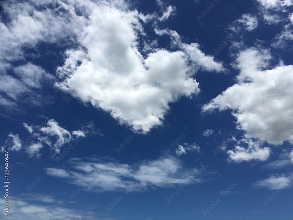 Obraz premium Blue sky with clouds closeup, Background