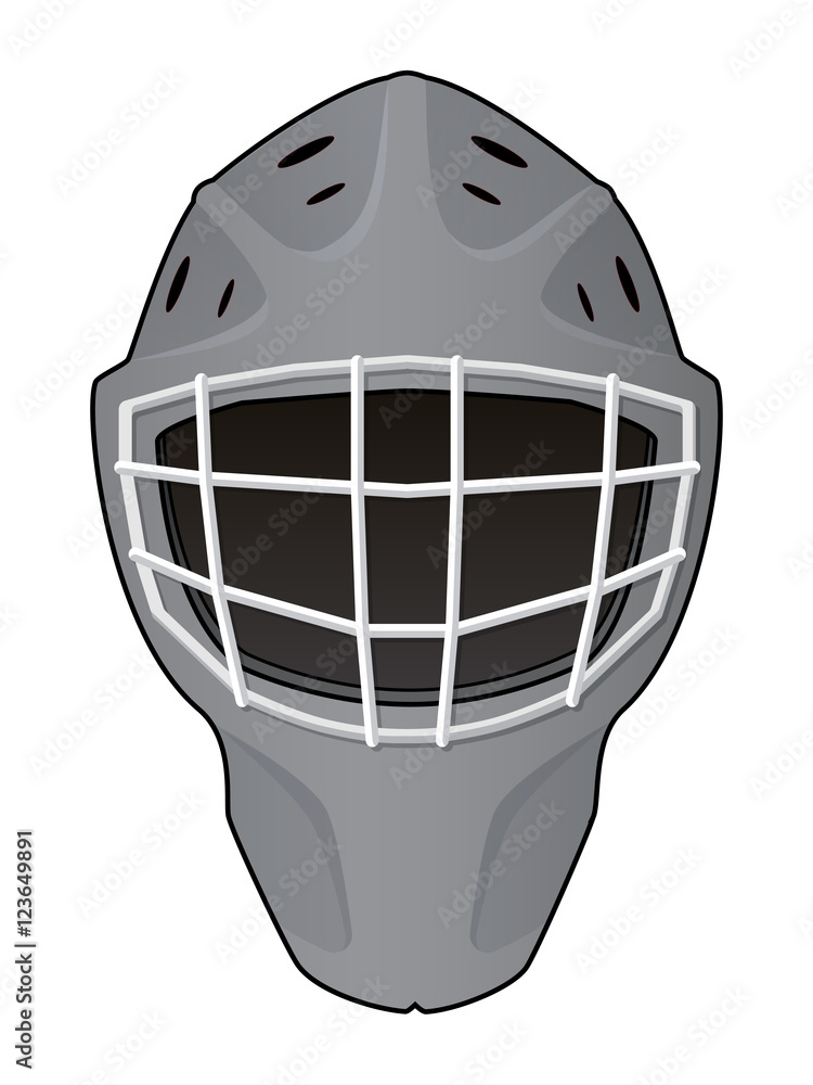 Vector illustration Layout of hockey goalie helmet isolated on white background Template for Vector illustration Layout of hockey goalie helmet isolated on white background Template for
