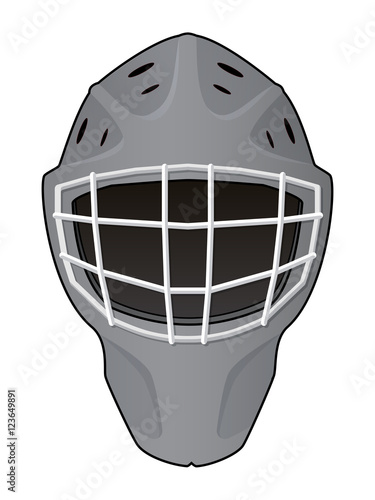 Vector illustration. Layout of hockey goalie helmet isolated on white background. Template for creating mockup. Layout for your stickers, card, emblems, web design