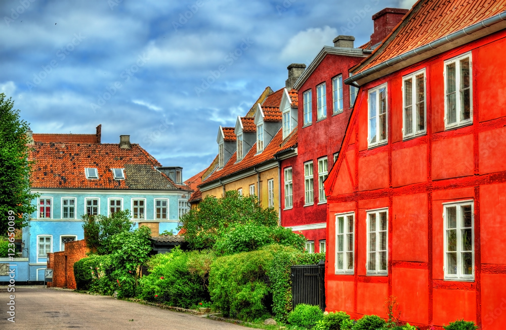 Buildings in the old town of Helsingor - Denmark