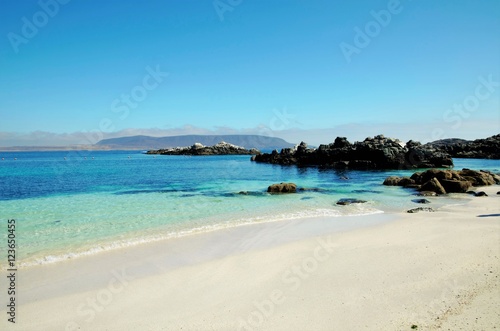 Panoramic view onto the ocean at the beach in Bahia Inglesa in Chile, South America
