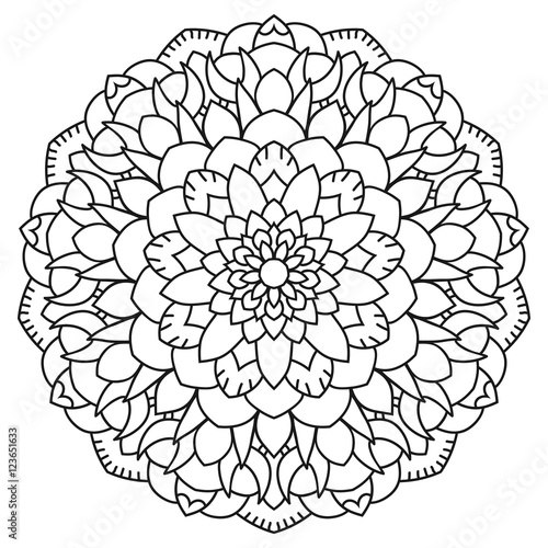 Round outline Mandala for coloring book. Vintage decorative