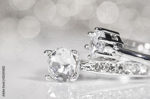 Rings of silver with diamonds.