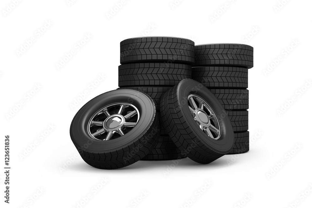 Rows of tyres