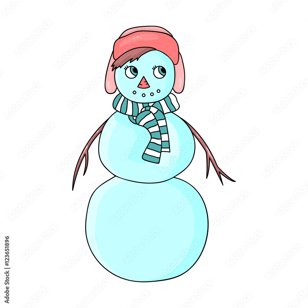 Vector snowman isolated on white background Vector snowman isolated on white background