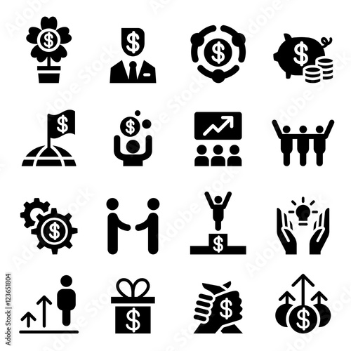 Business success icon set