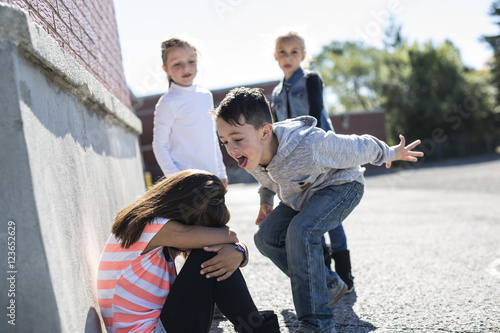 Elementary Age Bullying in Schoolyard photo